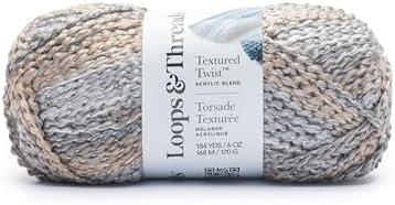 Loops & Threads Textured Twist Yarn - Yarn for Knitting, Crochet, Weaving, and Arts & Crafts - Multi, Acrylic Blend, 6 oz