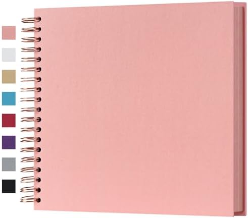 potricher 10 x 10 Inch DIY Scrapbook Photo Album 80 Pages, Pink | Thick Kraft Paper Scrap Book Photo Albums, Memory Book for Wedding, Anniversary, Baby, Family, Travel, DIY Projects
