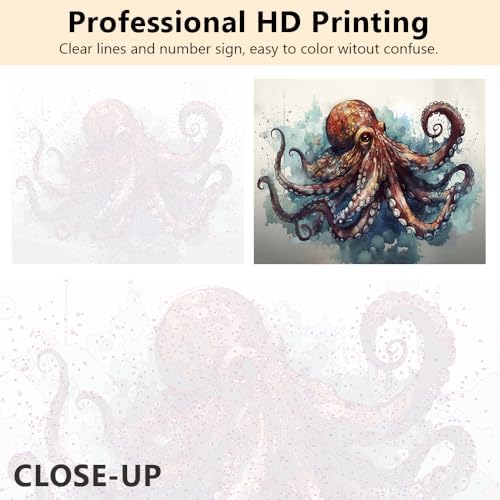 TUMOVO DIY Paint by Number Octopus and Tentacles of Octopus Paint by Numbers for Adults Abstract Adult Paint by Numbers Kids on Canvas Wall Art Paint by Numbers for Adults Beginner Framed 16x20 inch