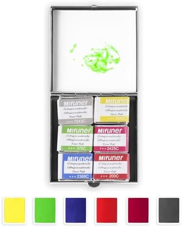 Mini Portable Handmade Artist Watercolor Paint,6 Colors Solid Watercolor