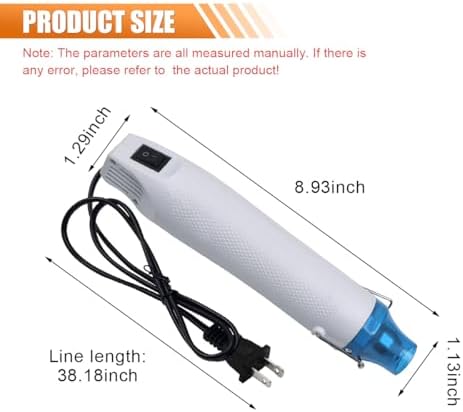 220V 300W Mini Heat Gun, Portable Electric Hot Air Gun with Stand & Power Cord, Handheld Heating Tool for Car Vinyl Wrap, Drying Paint, Epoxy Resin, DIY Embossing(White)