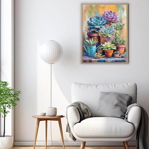 Amaieuin Succulent Adult Paint by Numbers,Canvas Paint by Numbers for Adults,Succulent Paint by Number Adult for Home Decor Gifts 16x20in