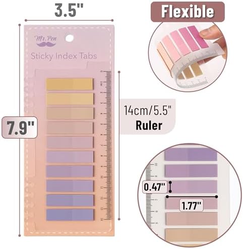 Mr. Pen- Colorful Sticky Tabs, 16 Sets, 3200 pcs, Translucent Page Markers