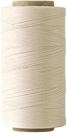 Round Waxed Thread, 600 Yards, 0.45mm, Off-White, Thin Bonded Polyester Wax Cord String for Leather Sewing, Upholstery, Bookbinding, Micro Knotting, Bracelet and Macrame Jewelry Making