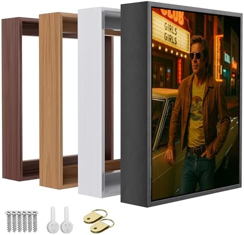 ART Floating Canvas Frame for 1"–1.25" Deep Gallery-Wrapped Canvas, Wood-Look Floater Frame for Stretched Canvas Prints & Wall, Black, 14" x 16"
