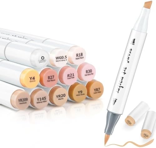 SFAIH Skin Tone Alcohol Markers Brush & Chisel - 11 Light Portrait Colors