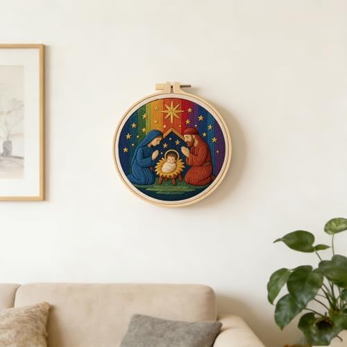 Christmas Nativity Embroidery Kit, Cross Stitch Kit for Adults DIY Craft