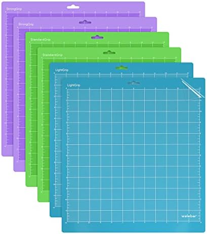 6 Pack Cutting Mats for Silhouette Cameo 5/4/3/2/1, 12x12 Inch StandardGrip/LightGrip/StrongGrip, Cutting Mats for Sewing, Quilting, Crafts