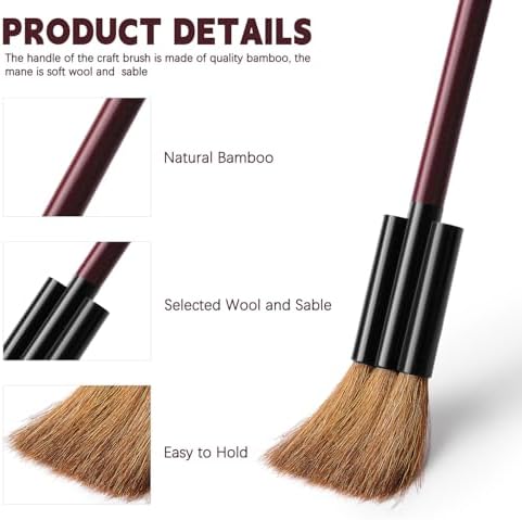 Watercolor Brushes Set, Fuumuui 5Pcs Goat Mixed Sable Hair with Nylon Water Color Paint Brush with Flat Round Detail for Watercolor, Pottery, Acrylic, Gouache