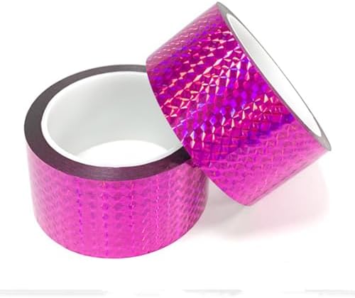 Self-Adhesive Holographic Reflective Tape Prism Tape Holographic Reflective Tape for Keep Birds Away, Craft Projects, DIY Art, Home, Daily Use (Pink, 2 Inch x 55 Yard)
