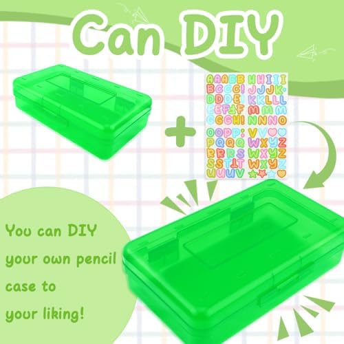 Green Pencil Case Box Large Plastic Hard Pencil Case Crayon Box Makeup Organizer for Desk Crayon Boxes Plastic 1 Pack Storage Container Organizer Boxes for Pens School Stylish Office Supplies Storage