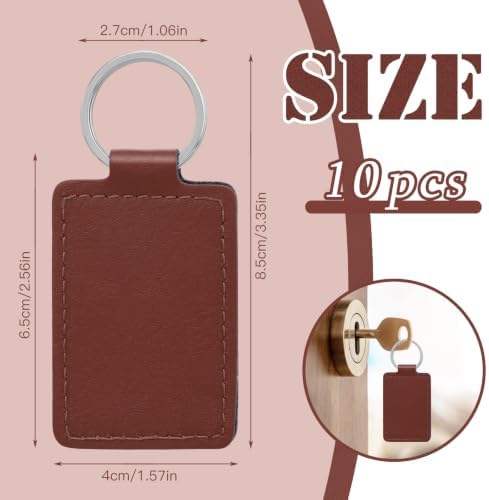10 Pcs Leather Key Fob, PU Leather Keychains Laser Engraving Blanks