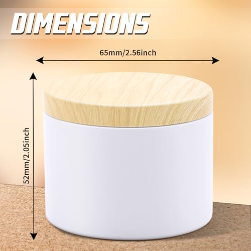 24-Pack 4oz Candle Tins with Wood-Grain Printing Lids, Metal Candle Jars for Candle Making, Empty Containers Vessels Bulk for Small Business & Beginners DIY Storage -Wood White
