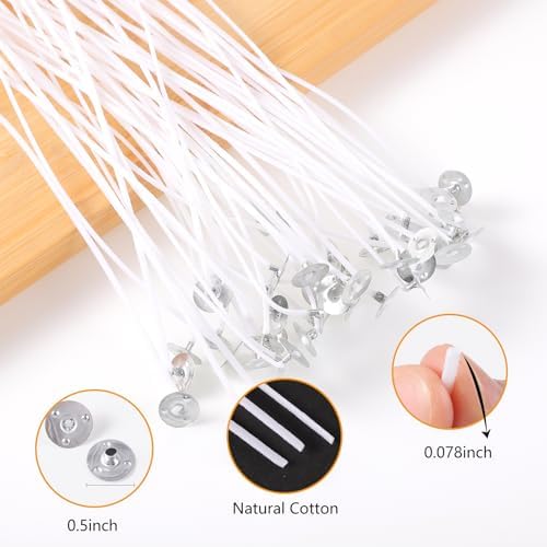 150-Piece Candle Wicks Kit with Stickers, Holders & Labels, 4/6/8 Inch