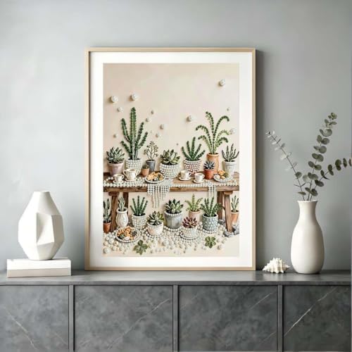 Green Potted Plants Pearl Painting Kits for Adults,diamond painting 12x16In
