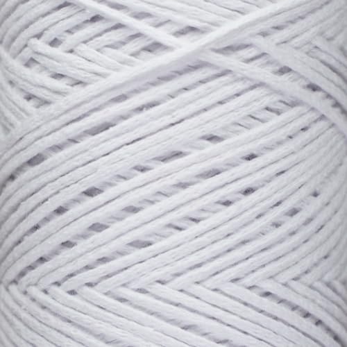 Makromecity, Cotton Macrame Cord 2mm x 195 Yards (590 feet) 2mm Recycled Cotton Crochet Yarn for Macrame Art & Crafts for Wall Hangings, Bags, Underplate, Rug (25 Colors Available) (White)