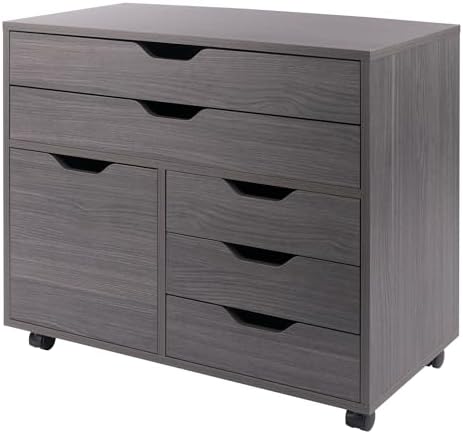 Winsome Halifax Mobile Storage Cabinet with Doors & Drawers, Stylish & Functional Home Storage Cabinet for Filing, Kitchen Organization, Moveable Furniture for Office, Dorms, Apartments