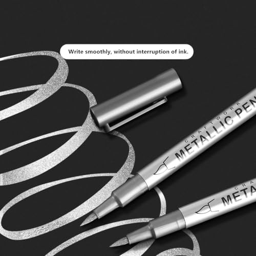 Tombstone Marker Pens Weatherproof Quick-Dry Oil-Based Fine Tip for Restoring Faded Inscriptions on Grave Stones Granite Surfaces，Silver 2PCs Soft nib + 2PCs Hard pen tip