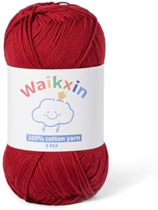 100% Cotton Yarn for Crocheting,Baby Yarn for Crocheting Soft,5 Ply Milk Cotton Yarn,#2 Sport Weight Cotton Yarn,3.52oz/262.4yds Amigurumi Yarn for Puzzle,Clothes&DIY Crafts.(Burgundy)