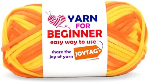 50g Rainbow Beginner Crochet Yarn for Crocheting and Knitting Multicolor Cotton Crochet Yarn for Beginners(Yellow Variegated)