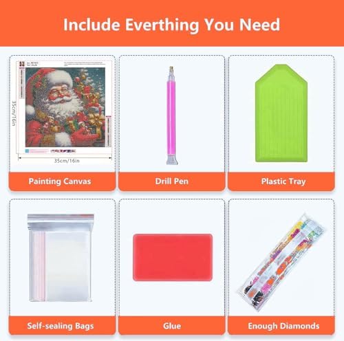 Axquilon Santa Claus Diamond Art Painting Kits for Adults 14x14 Inch