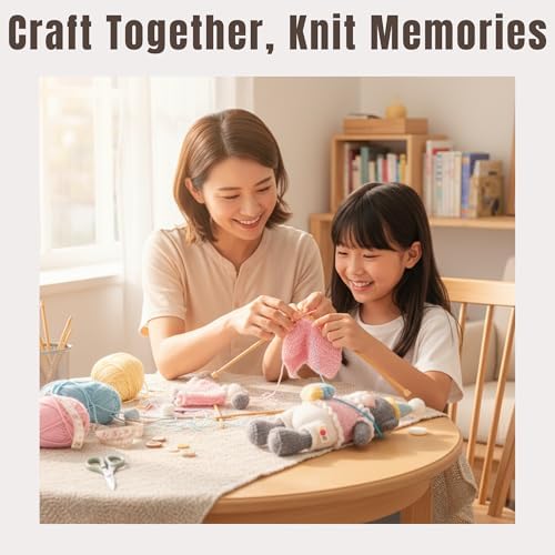 Yarnique Wool Bear Knitting Kit – Real Wool Amigurumi Kit for Adults with Video Tutorials | DIY amigurumi Crochet & Knitting Kit with Tools | Holiday Gift Craft Set (Birthday Bear)