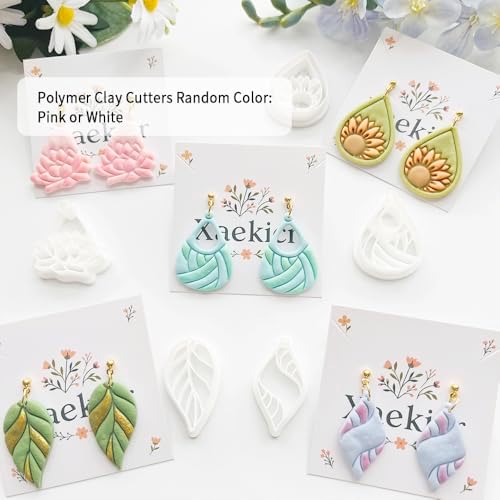 Xaekicr 9 Pcs Boho Polymer Clay Cutters with Hole - Lotus, Leaf & Mandala Shape Jewelry Making Tools for Earrings & Pendants, Soft Clay Molds