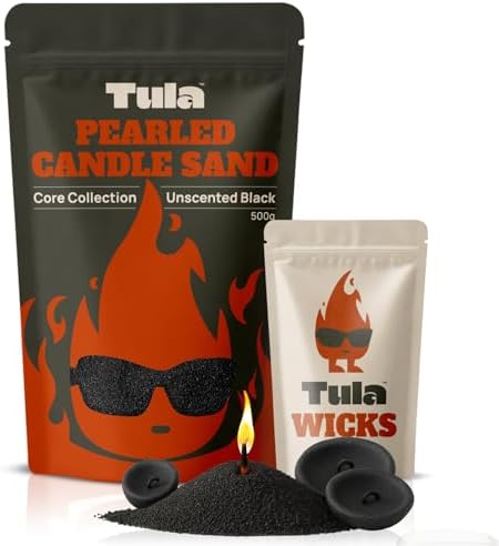 Tula Pearled Candle Sand Kit, 17.6 oz + 20 Wicks, Refillable & Unscented