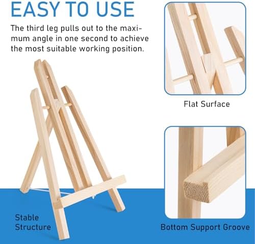 Falling in Art 12 Inch Tabletop Wood Display Easel Stand, 12 Pack | A-Frame Artist Easel for Painting Canvas, Portable Photo, Picture and Sign Holder