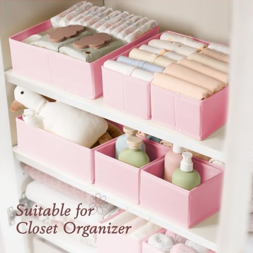 Criusia Drawer Organizer 18-Piece Set, Dresser Organizer for Baby Clothes, Foldable Closet Storage & Drawer Dividers for Underwear, Socks, Nursery (Pink)