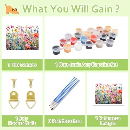 Reivworl Flowers Paint by Numbers Kit for Adults, Wildflowers Paint by Number for Adults, Adult Paint by Number Kits for Gifts and Home Wall Decor 16x20 Inch