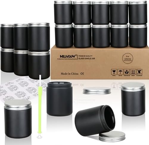 MILIVIXAY 20 Pack 8 OZ Thick Glass Matte Black Candle Jars with Silver Lid-Bulk Empty Candle Jars for Making Candles-Canning Jar for Spice, Liquid, Sample- Dishwasher Safe.