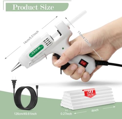 Krightlink Mini Hot Glue Gun Kit with 30 Glue Sticks 20w Fast Preheating | Hot Melt High Temp hot glue gun, Anti-Drop Precision Nozzle, for School Crafts DIY Arts, Quick Home Repairs - White