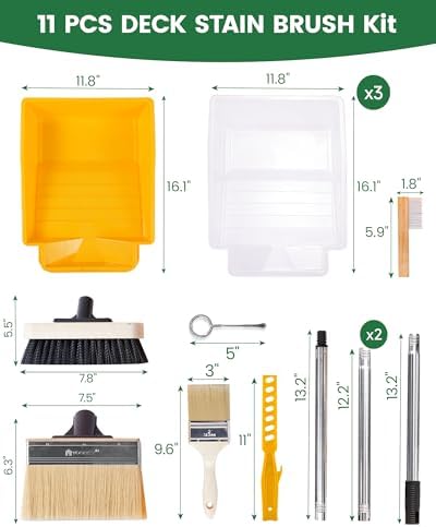 Voomey 7.5in Deck Stain Brush Applicator Kit with Long Handle for Decking