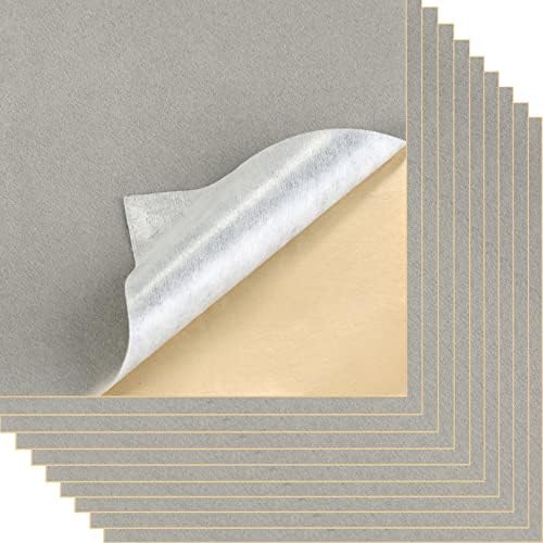 Mesheshe 10PCS Self Adhesive Felt, DIY Self Adhesive Fabric for Art & Crafts, Peel and Stick Felt for Drawer/Jewelry Box Felt Liner, A4 Size (8.3" x 11.8", Grey)
