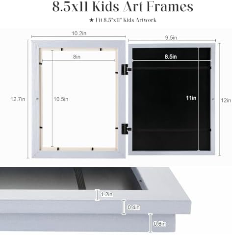 [2-Pack] Kids Art Frames, 8.5x11 Front Opening Kids Artwork Frames Changeable, Light Violet Blue Artwork Display Storage Frame for Wall, Holds 50 Pcs, for 3D Picture, Crafts, Children Drawing, Hanging