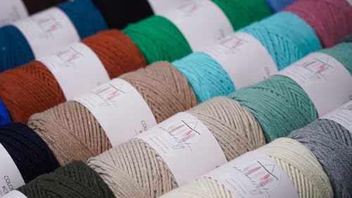 Makromecity, Cotton Macrame Cord 2mm x 195 Yards (590 feet) 2mm Recycled Cotton Crochet Yarn for Macrame Art & Crafts for Wall Hangings, Bags, Underplate, Rug (25 Colors Available) (Grey)