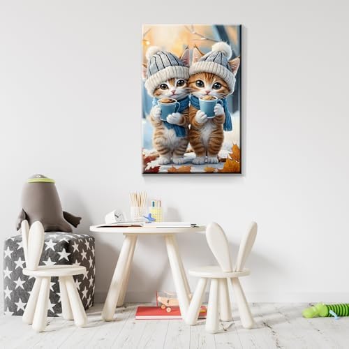 ATDMS Paint by Numbers Kits for Adults, Cats Paint by Number with Frame