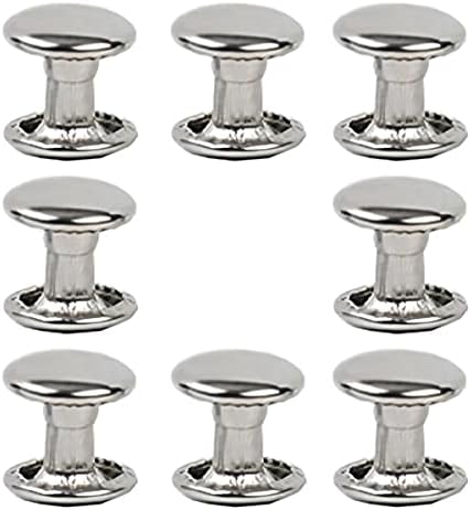 300sets Stainless Steel Leather Rivets Double Cap Rivet Tubular Metal Studs Repairs Decoration Craft Accessories for Leather Craft Clothes Shoes Bags Belts (8mm Silver)