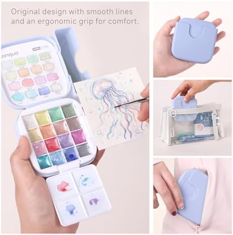Mini Watercolor Paint Set 16 Colors, Travel Art Kit All-in-One