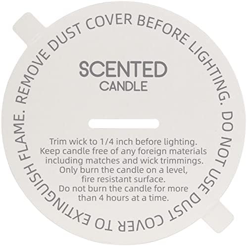 CandMak Candle Dust Covers, 160pcs Printed White Matte Candle Dust Lid with Pull Tab for Candle Making (3.5")