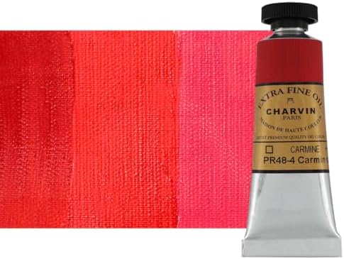 Charvin Extra Fine Oil Paint, Carmine 20 ml - Triple-Milled, Rich Texture, Poppy Oil-Based, Light-Fast, Handmade, Archival Quality