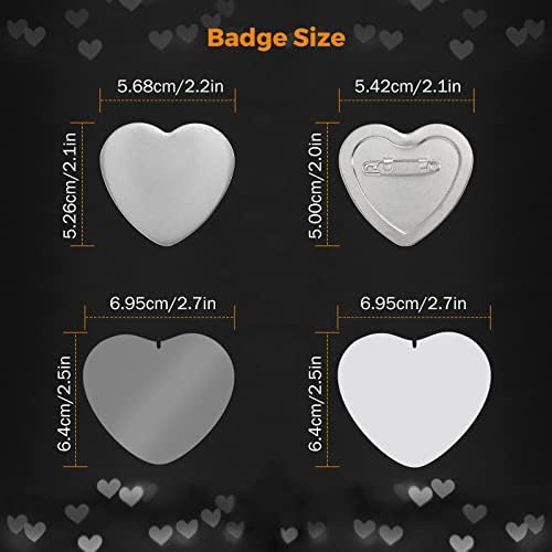 BEAMNOVA 100 Sets of Heart-Shaped Metal Button Supplies for Pin Maker