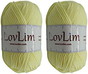 Yarn Pack, 2 skeins of 50g Each, Soft Cotton Yarn for Crochet and Knitting, Craft DK Amigurumi Yarn (Baby Yellow)