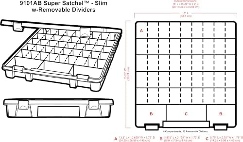 ArtBin 9101AB Super Satchel Slim with Removable Dividers, Art & Craft Organizer, [1] Plastic Storage Case, Clear, Divided Compartments