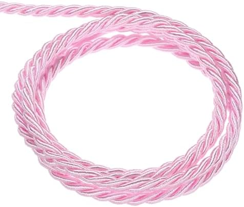 MECCANIXITY Twisted Cord Trim, 22 Yard 3mm 3-Ply Twine Braided Rope Shiny Thread String for Craft Gift Bag Curtain Christmas Decor, Pink - 20m