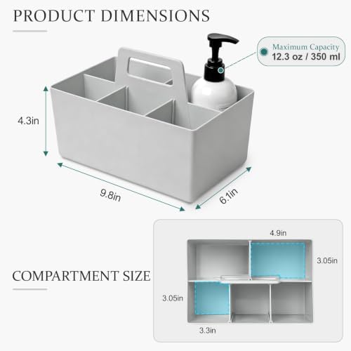 Multipurpose Caddy Organizer with Handle Plastic Desk Storage, Gray