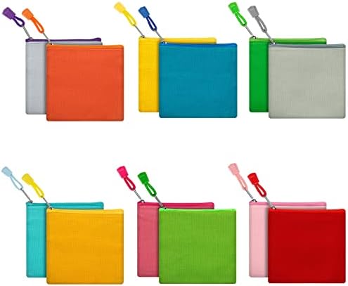 12 Pack DIY Craft Cotton Canvas Bag, Multi-Purpose Cosmetic Bag Makeup Pouches with Zipper Travel Toiletry Bag Pen Pencil Bag (Multicolor, XS) (D003)
