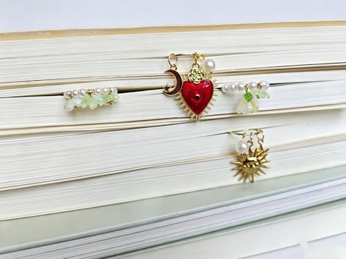 2 pcs Cute Planner Paper Clip Bookmarks, 2 Inches, Journal Notebook Charm Accessories, Page Saver Holder, Bookish Gift for Book Lover (Green Flowers)