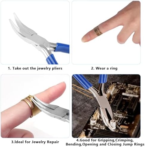 Bent Nose Pliers，Bent Chain-Nose for Crafting and Repair